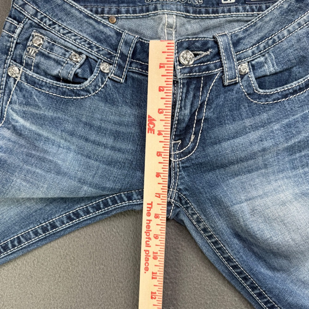 Miss Me Bootcut Jeans Women Size 27 Blue JP5647B Fleur De Lis Embellished Y2K - Picture 10 of 12